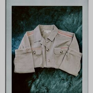 Miami Olive Green Military Jacket with Embroidery and Button Accents